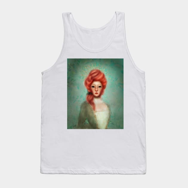 Marie Antoinette Portrait Gold Halo Pink Hair Arsenic Green walls Tank Top by penandbea